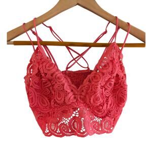 Victoria's Secret Pink Hot Pink Lace Bralette Size Medium